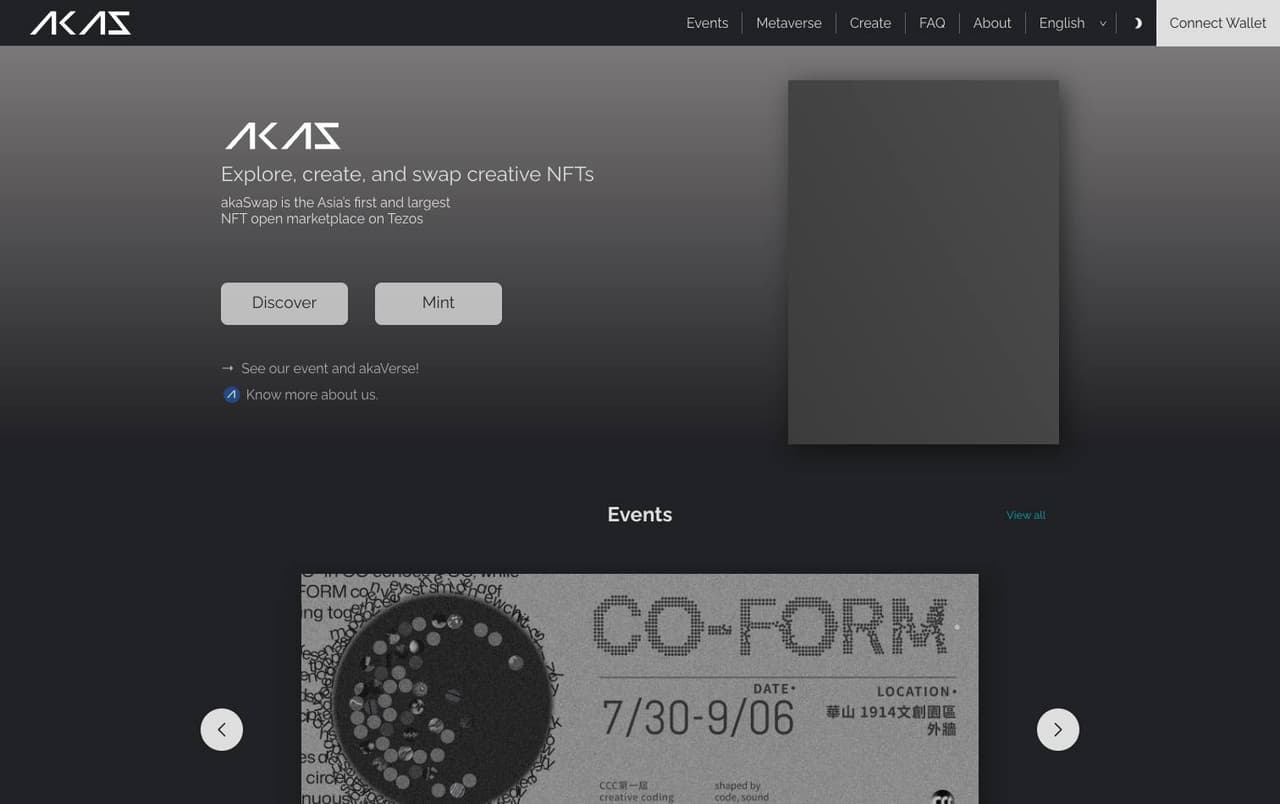 Full landing page of akaSwap