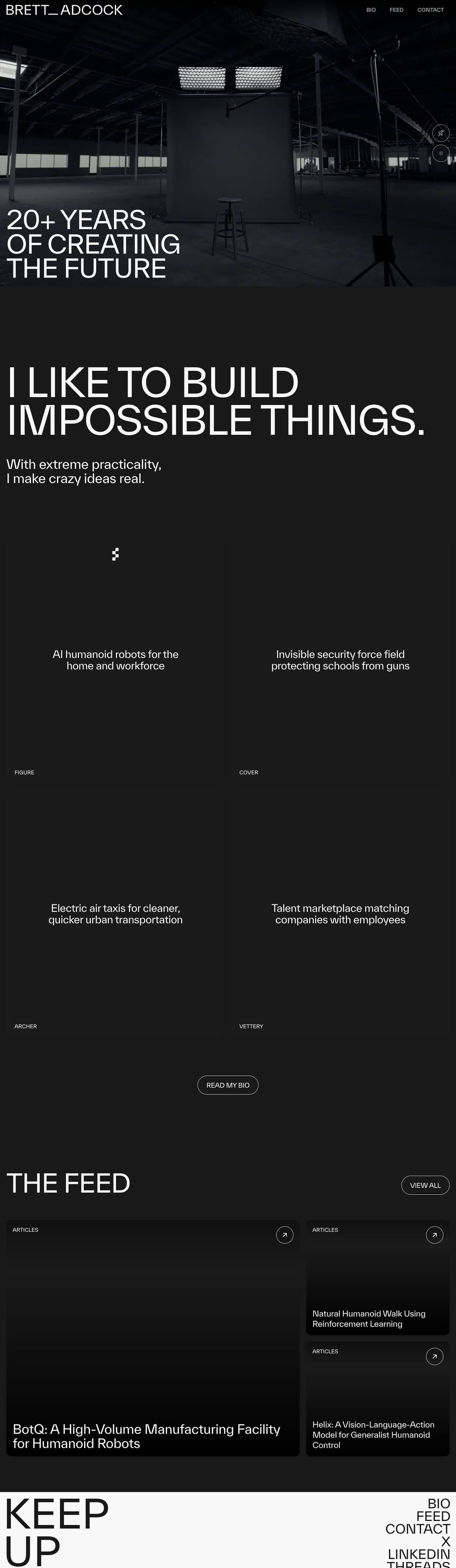 Full landing page of Brett Adcock