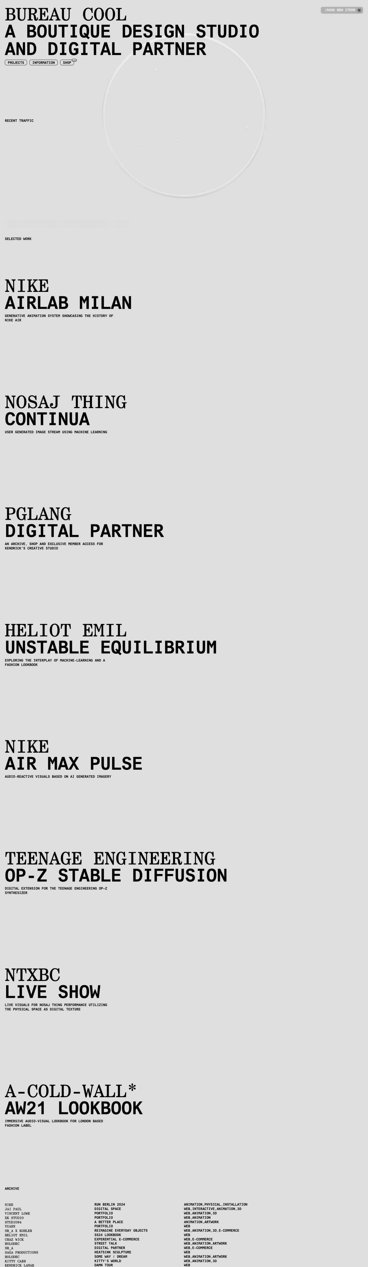 Full landing page of Bureau Cool