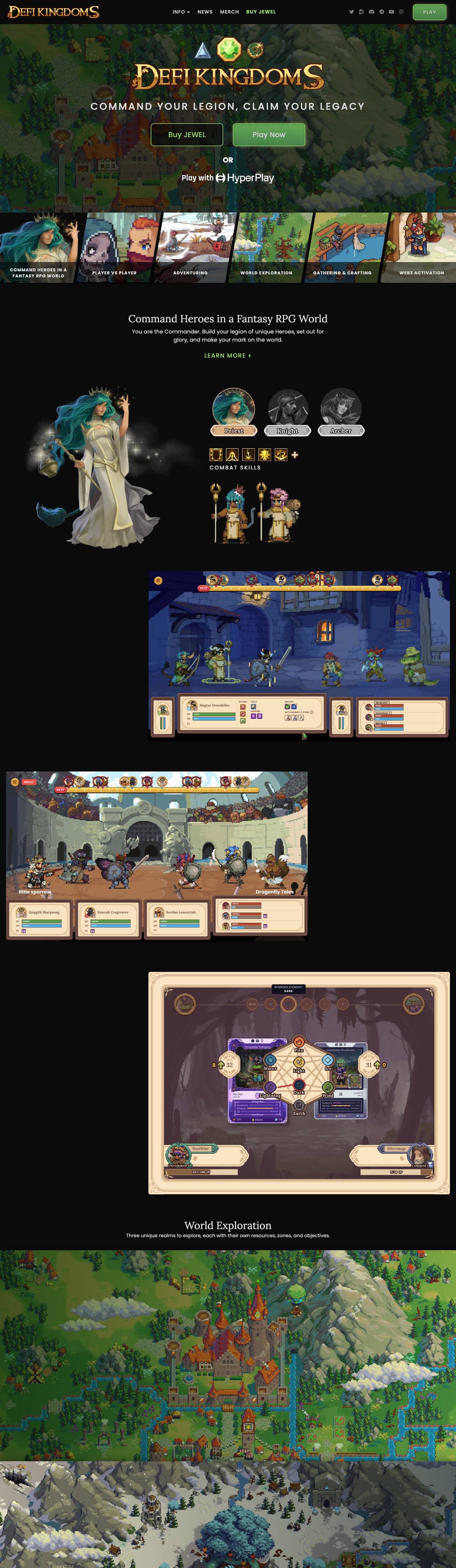 Full landing page of DeFi Kingdoms