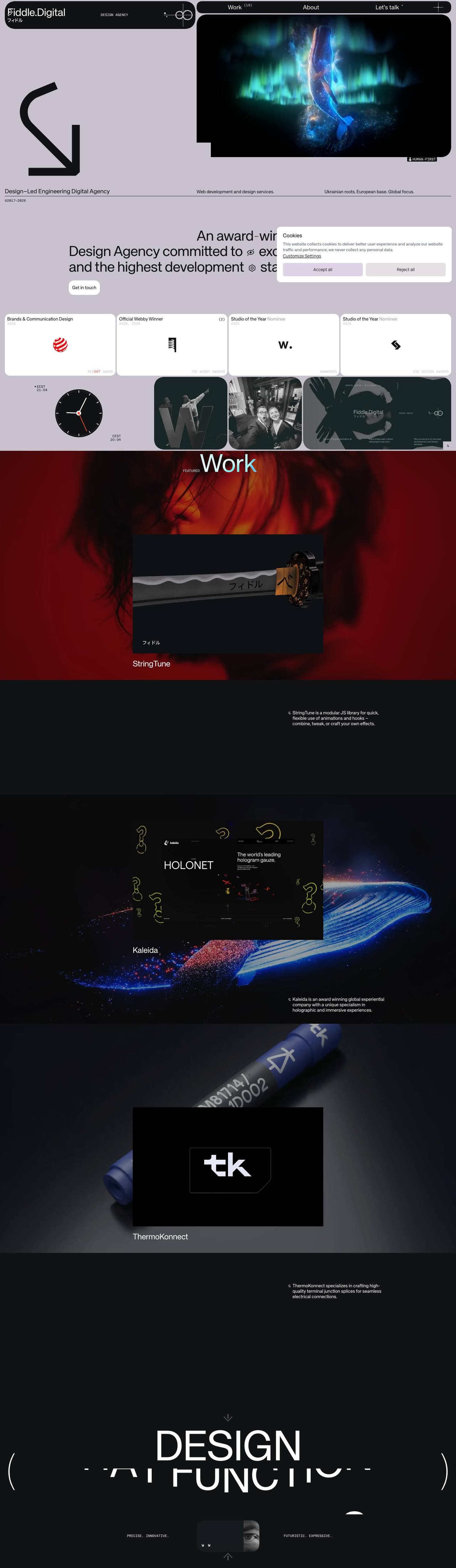 Full landing page of Fiddle.Digital