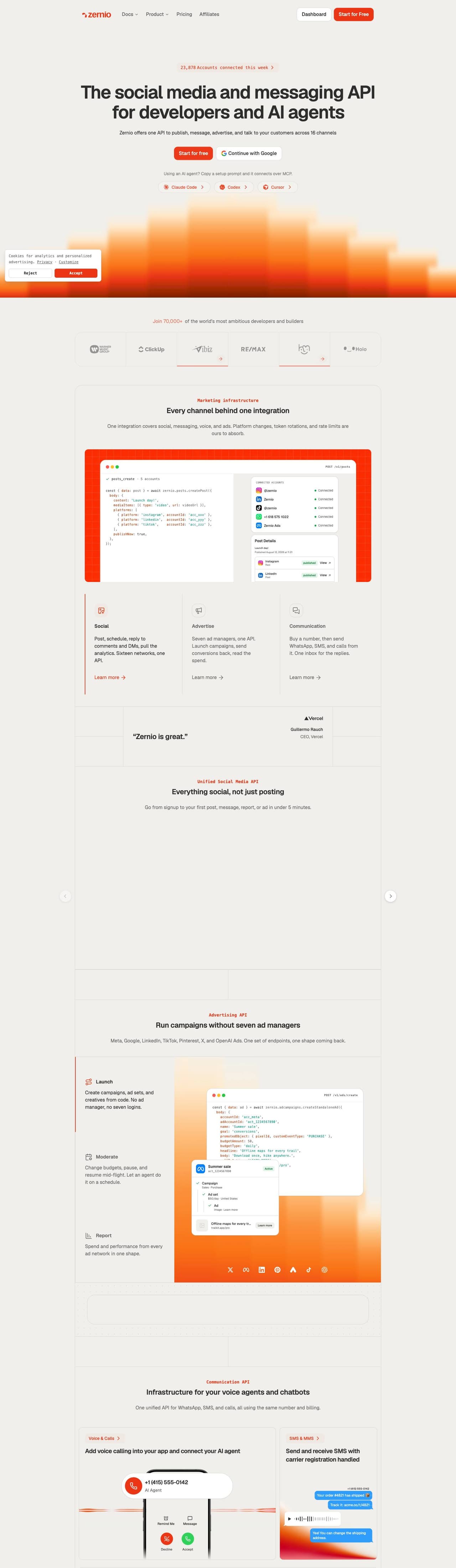Full landing page of Get Late