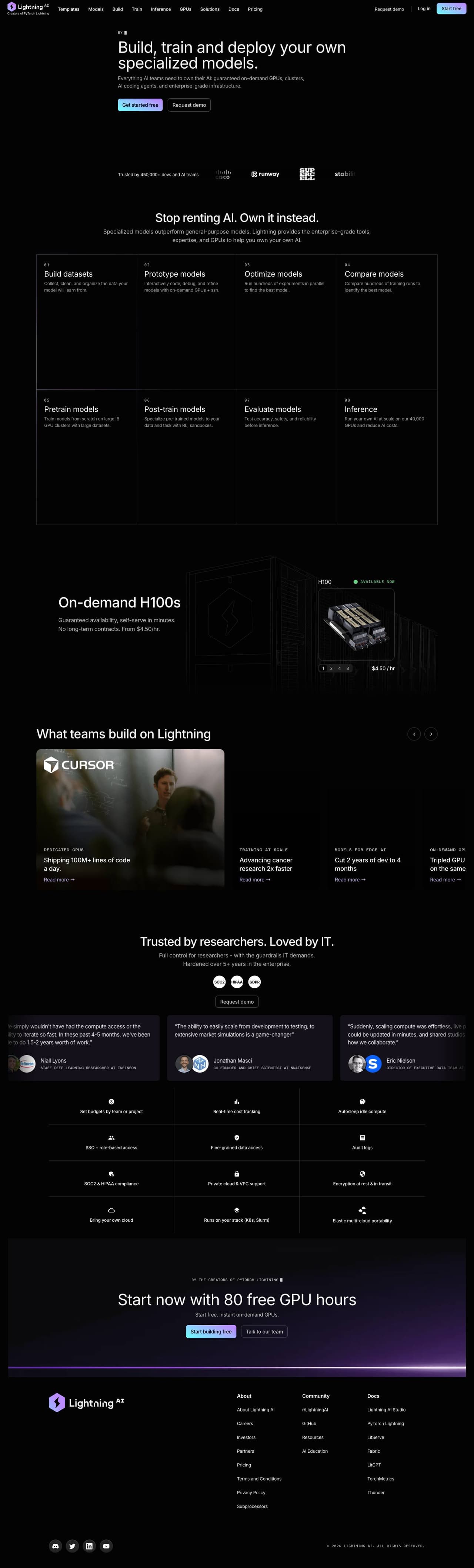 Full landing page of Lightning