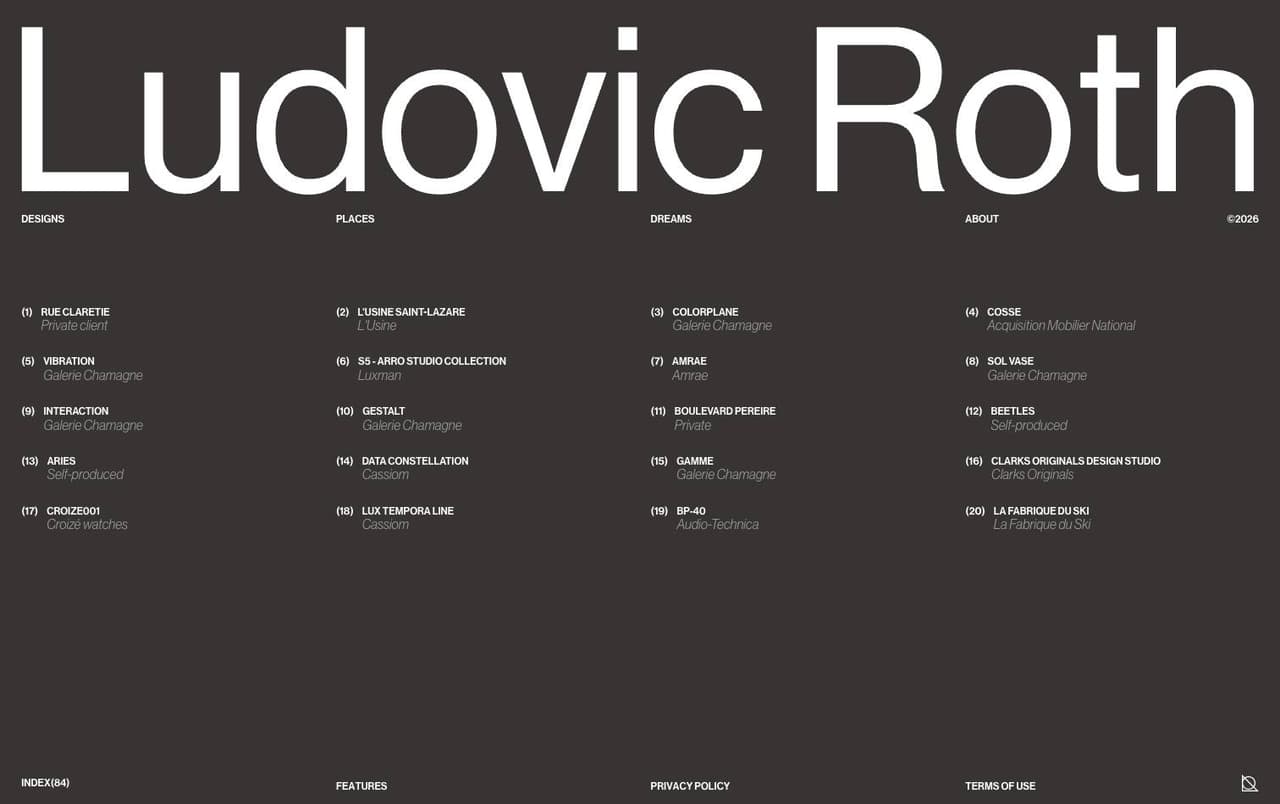 Full landing page of Ludovic Roth
