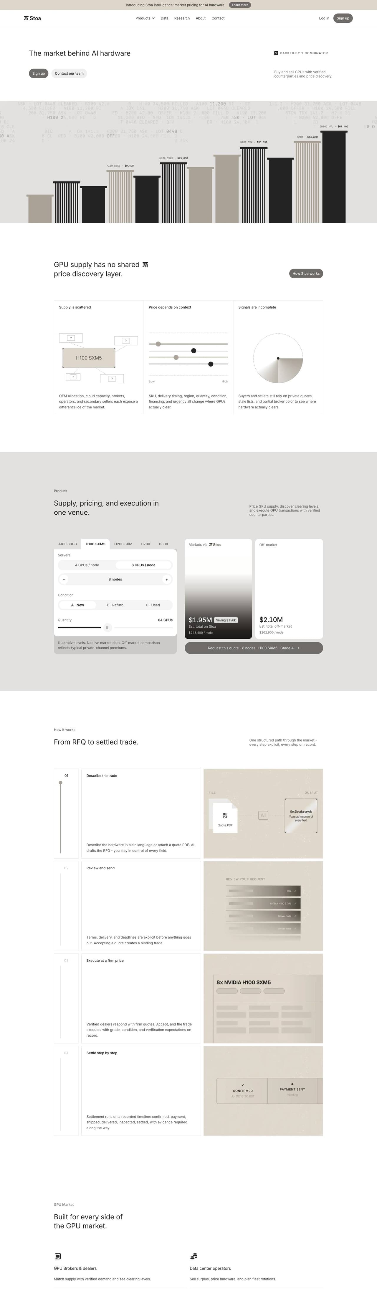 Full landing page of Stoa