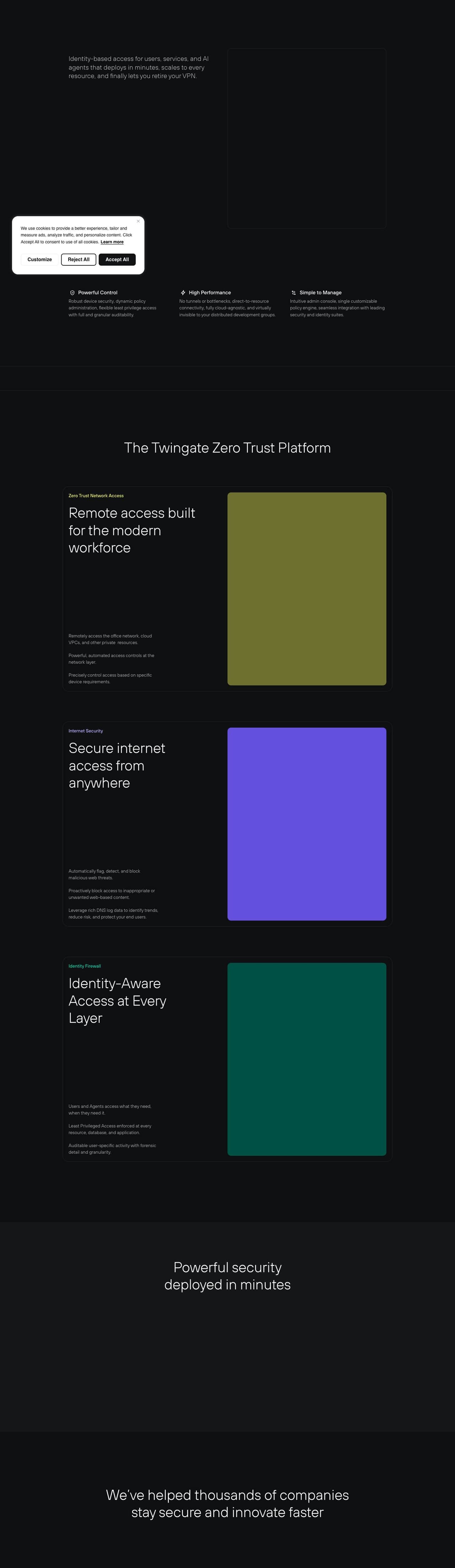 Full landing page of Twingate