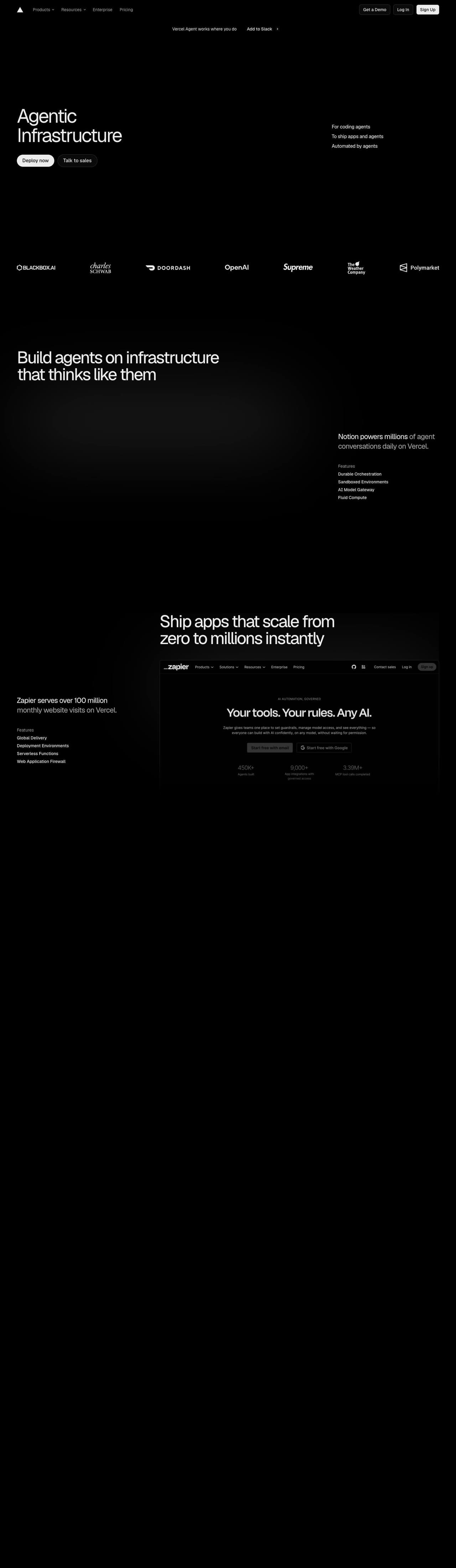 Full landing page of Vercel