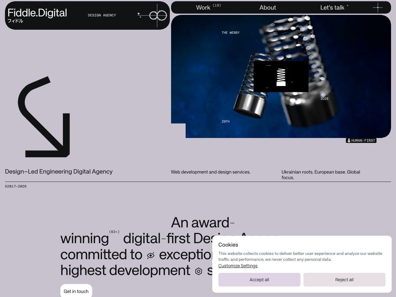 Homepage screenshot of Fiddle.Digital