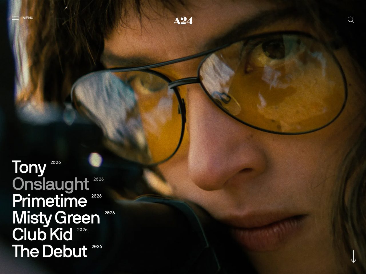 Homepage screenshot of A24