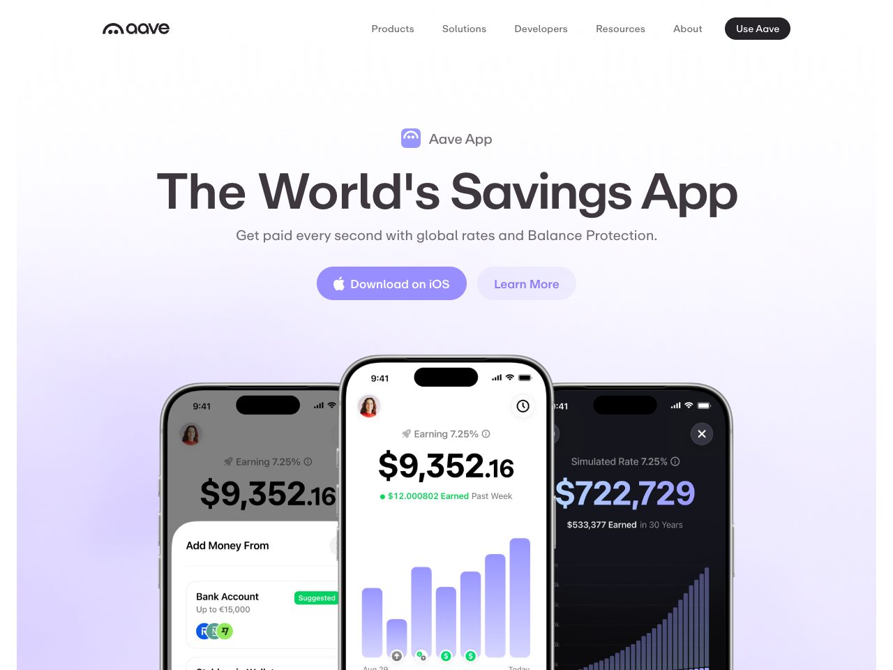 Homepage screenshot of Aave