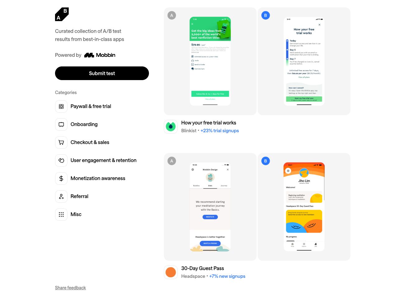 Homepage screenshot of AB Test Design