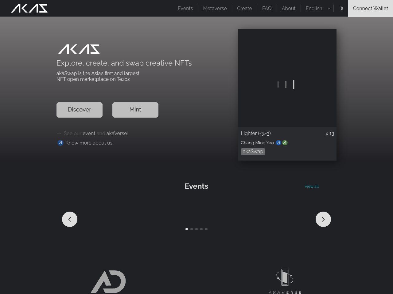 Homepage screenshot of akaSwap