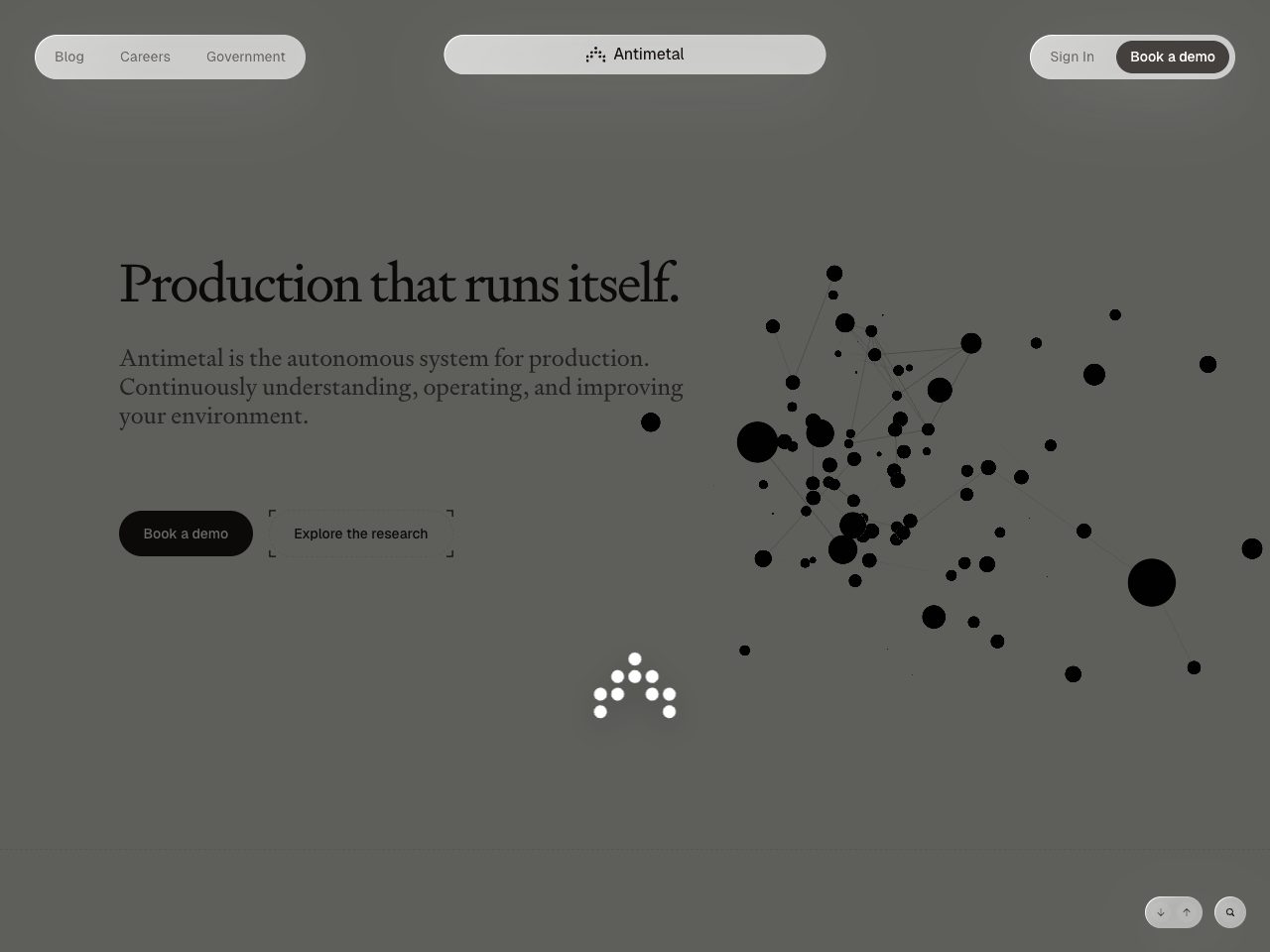 Homepage screenshot of Antimetal
