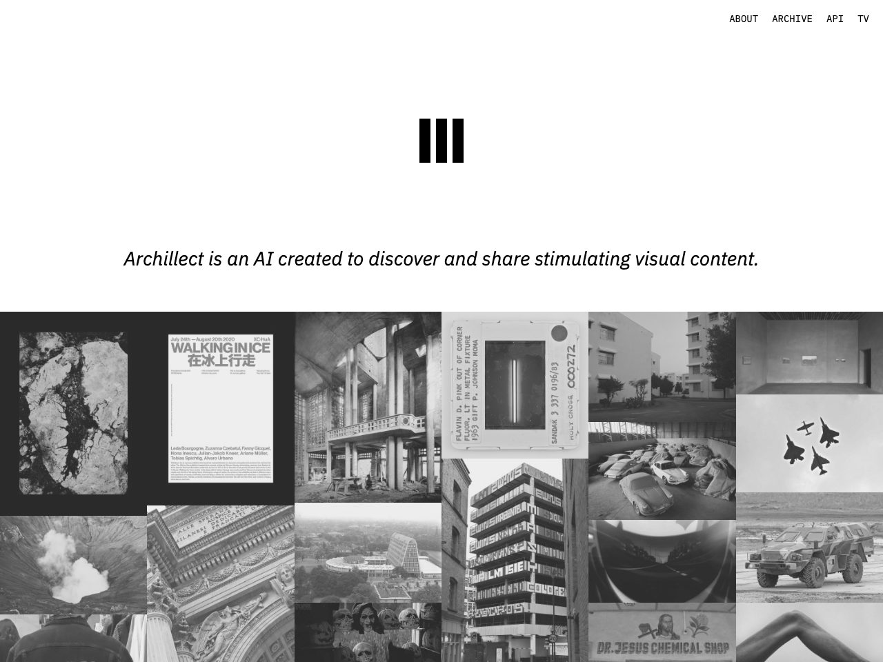 Homepage screenshot of Archillect