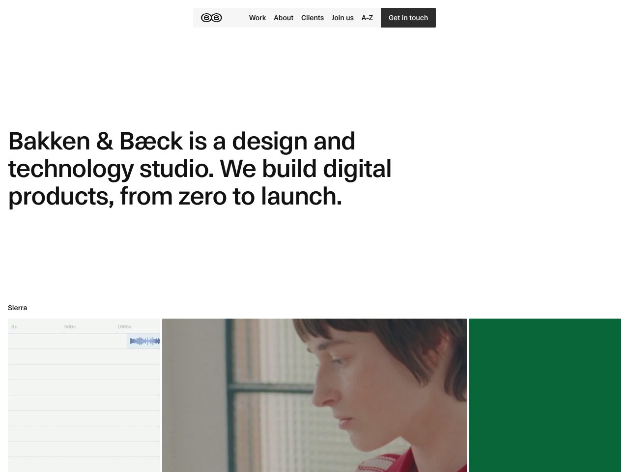 Homepage screenshot of Bakken & Bæck