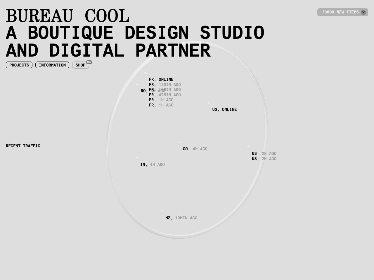 Homepage screenshot of Bureau Cool