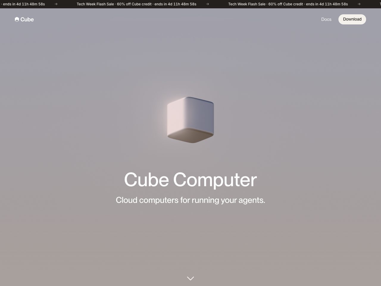 Homepage screenshot of Cube