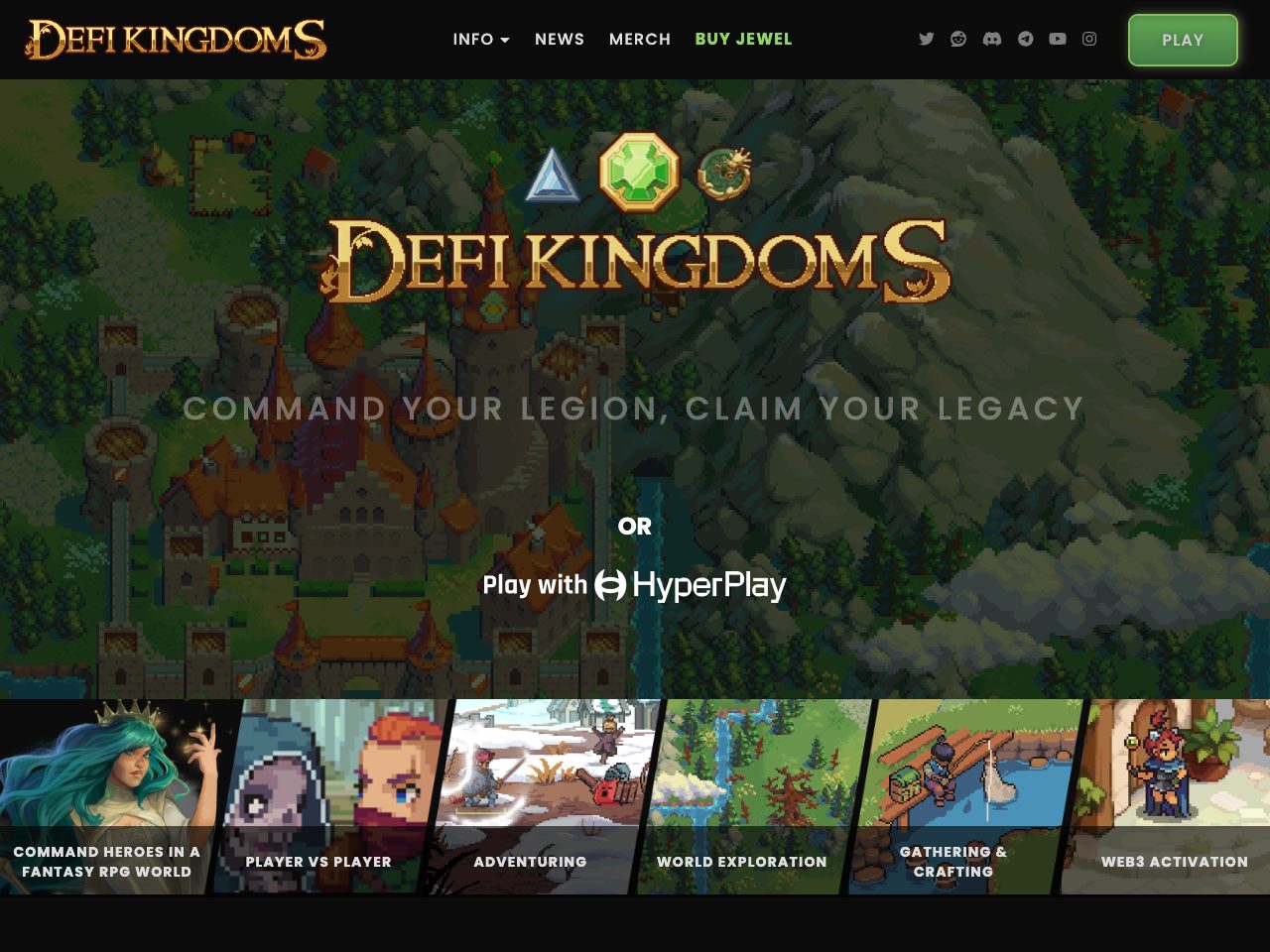 Homepage screenshot of DeFi Kingdoms