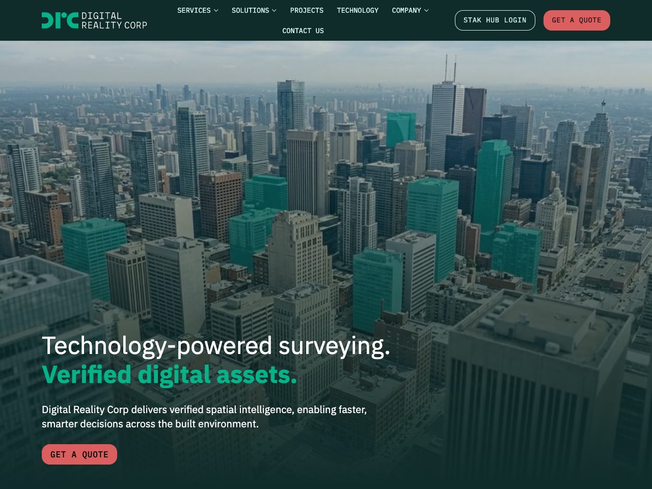 Homepage screenshot of Digital Reality Corp
