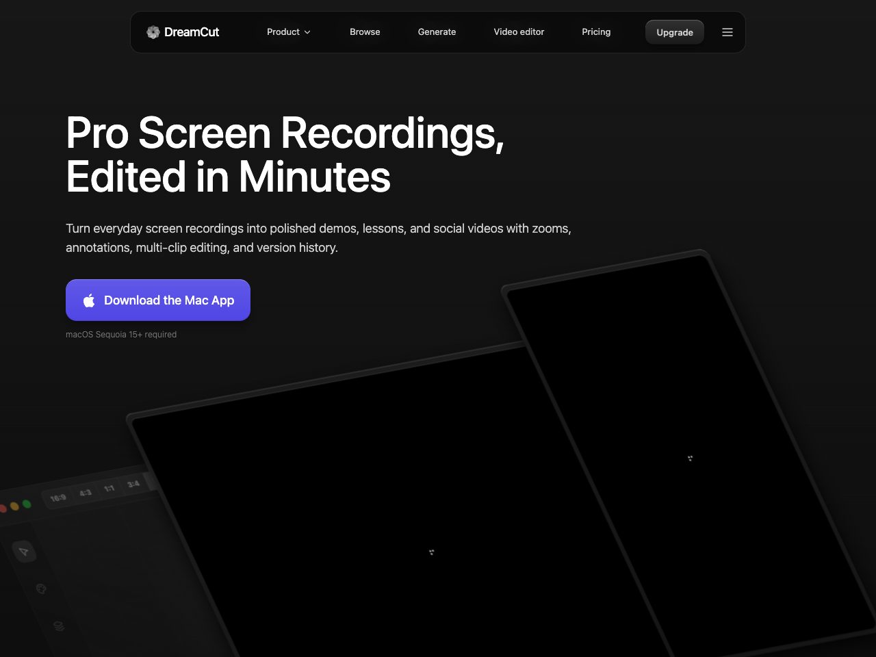 Homepage screenshot of Dreamcut