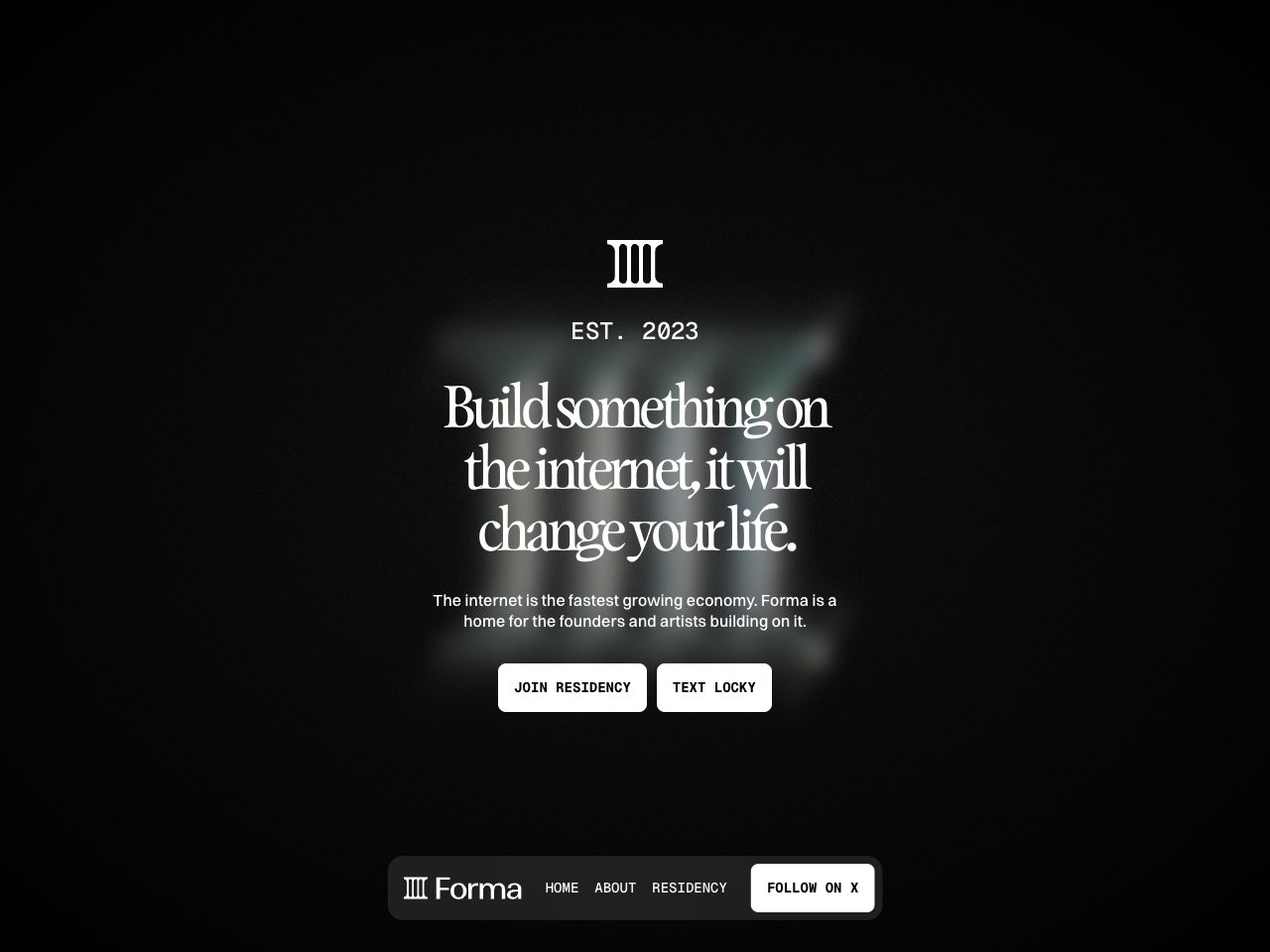 Homepage screenshot of Forma
