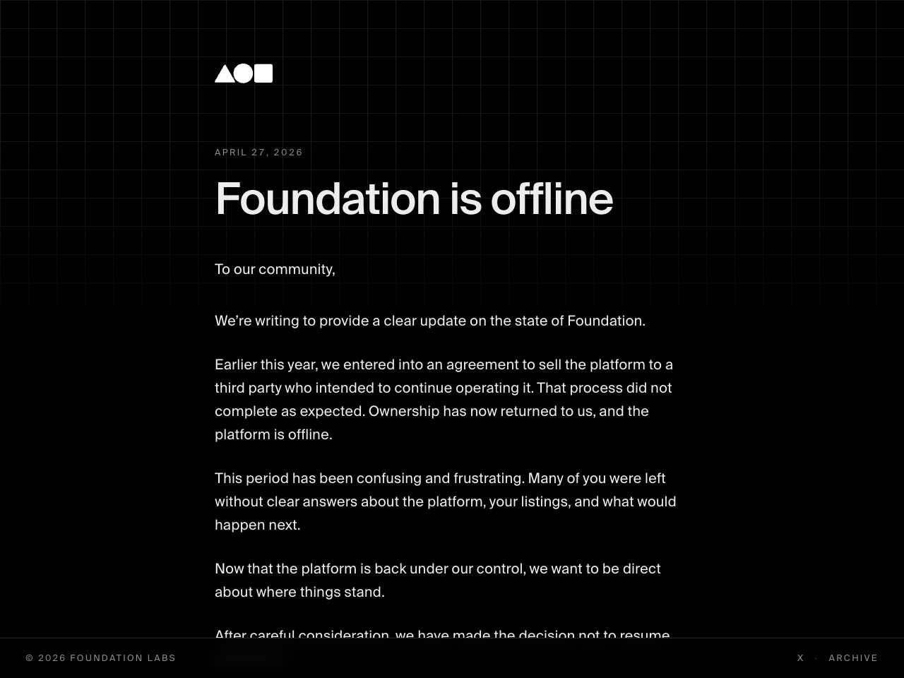 Homepage screenshot of Foundation