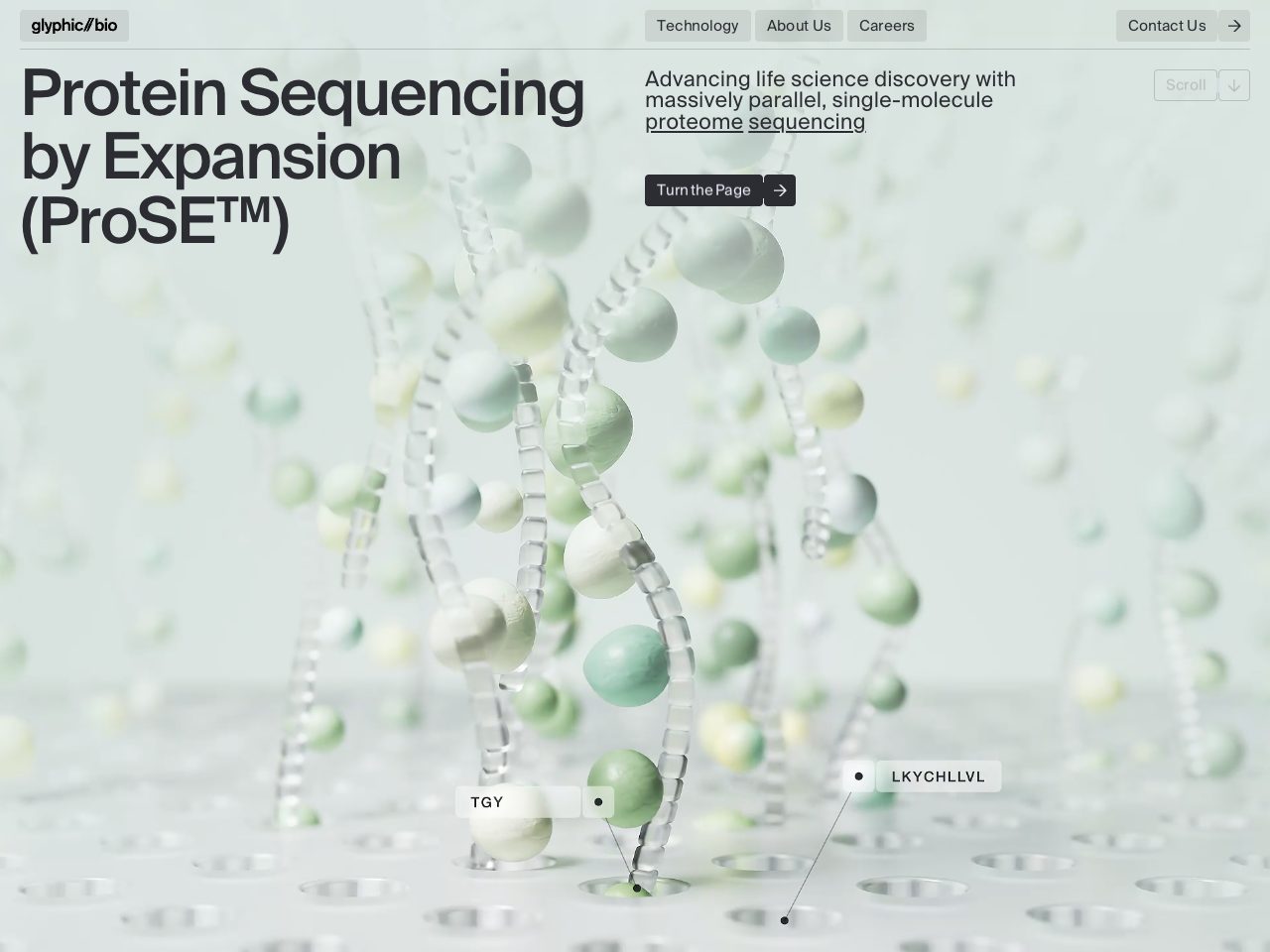 Homepage screenshot of Glyphic Bio