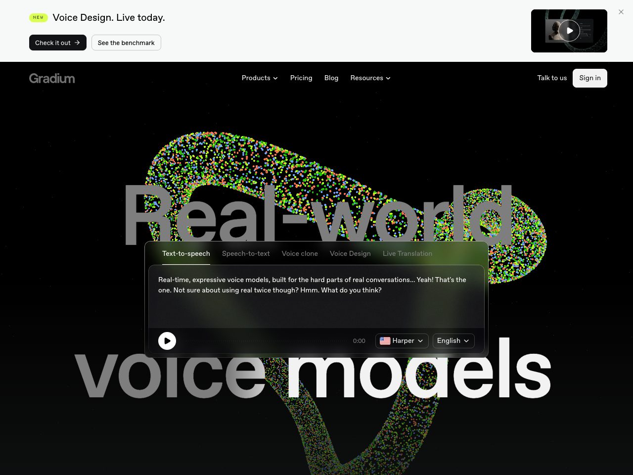 Homepage screenshot of Gradium