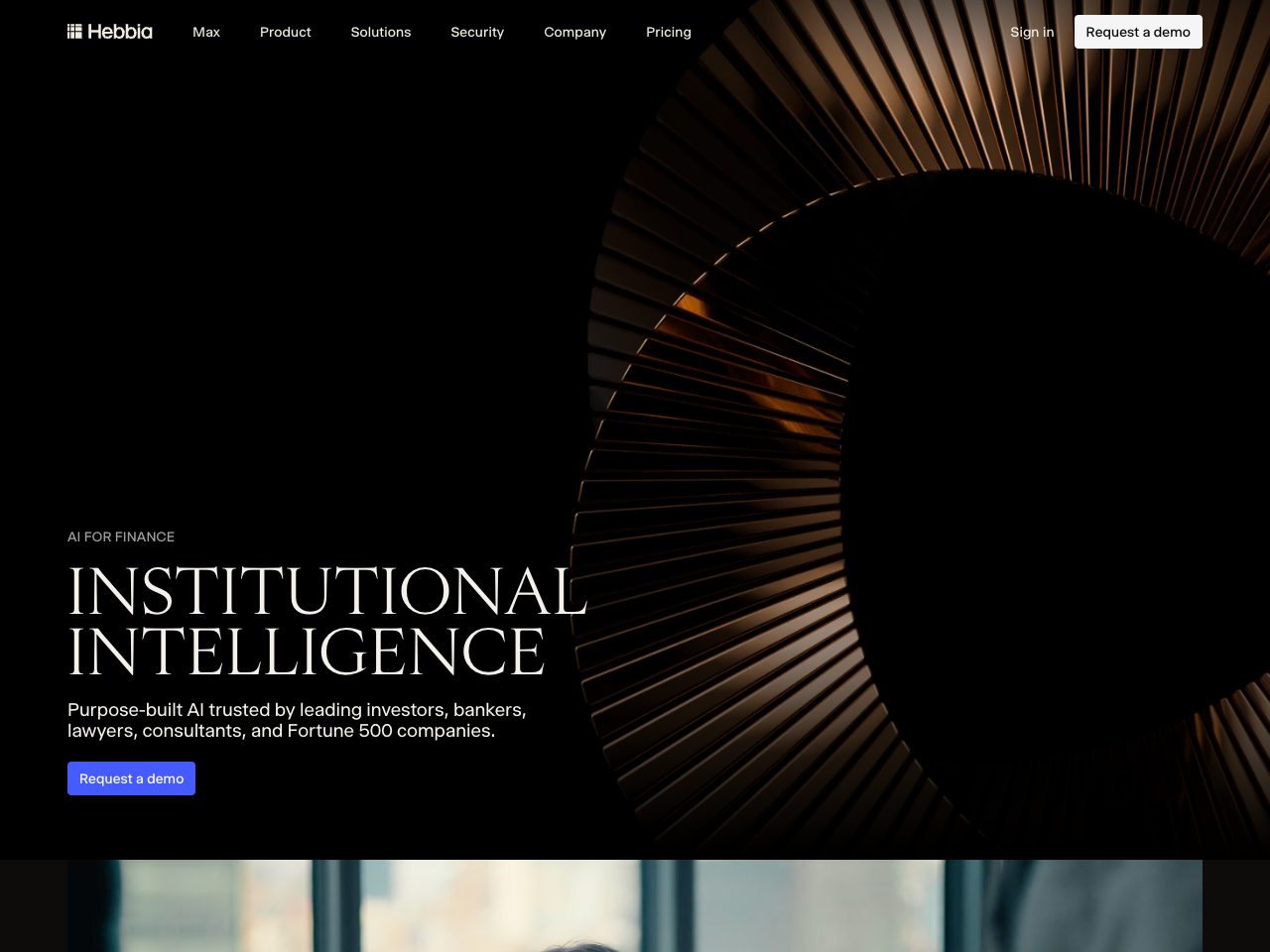 Homepage screenshot of Hebbia