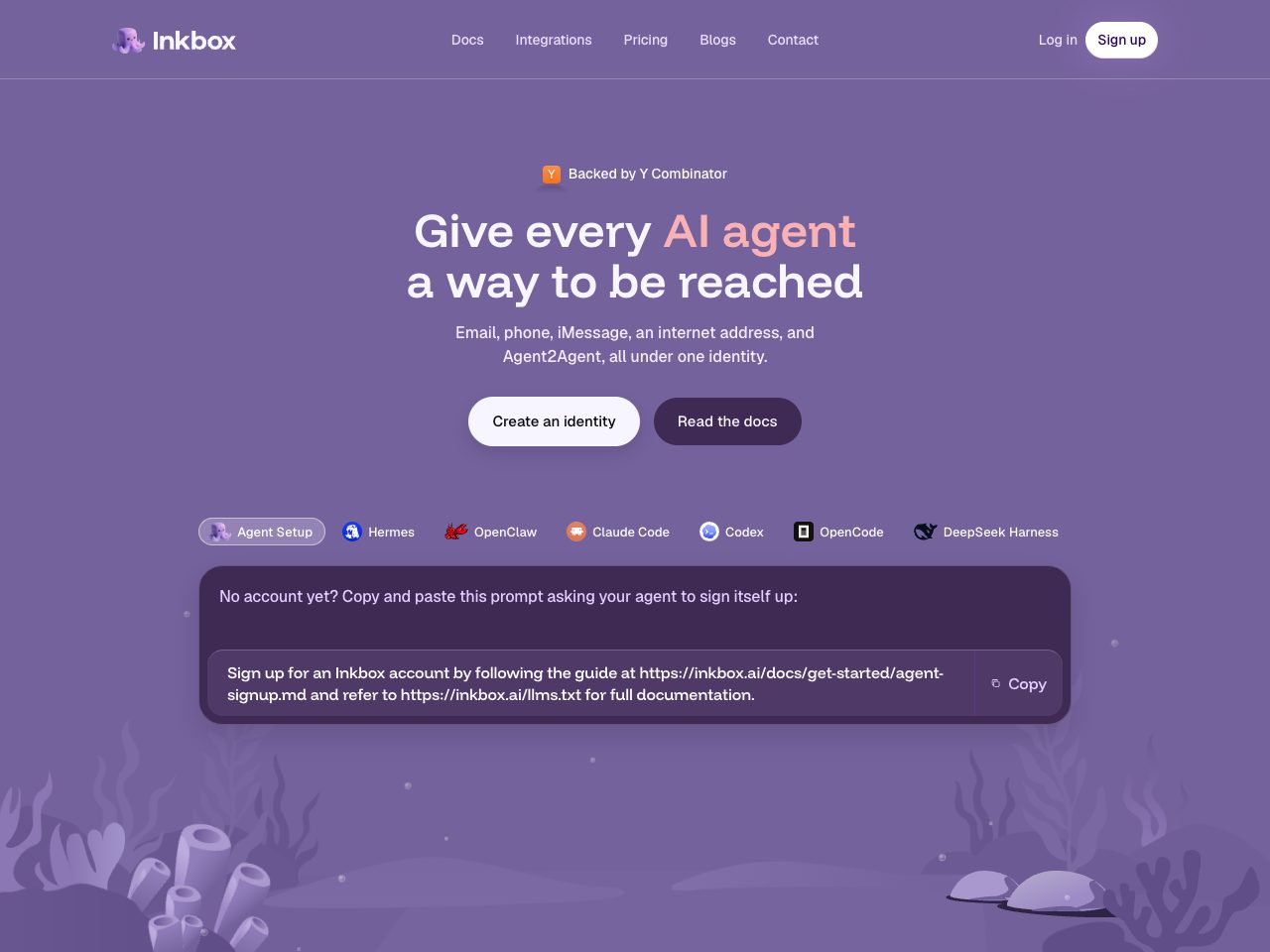 Homepage screenshot of Inkbox