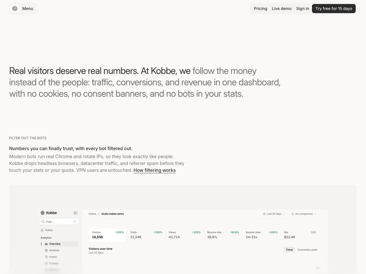 Homepage screenshot of Kobbe