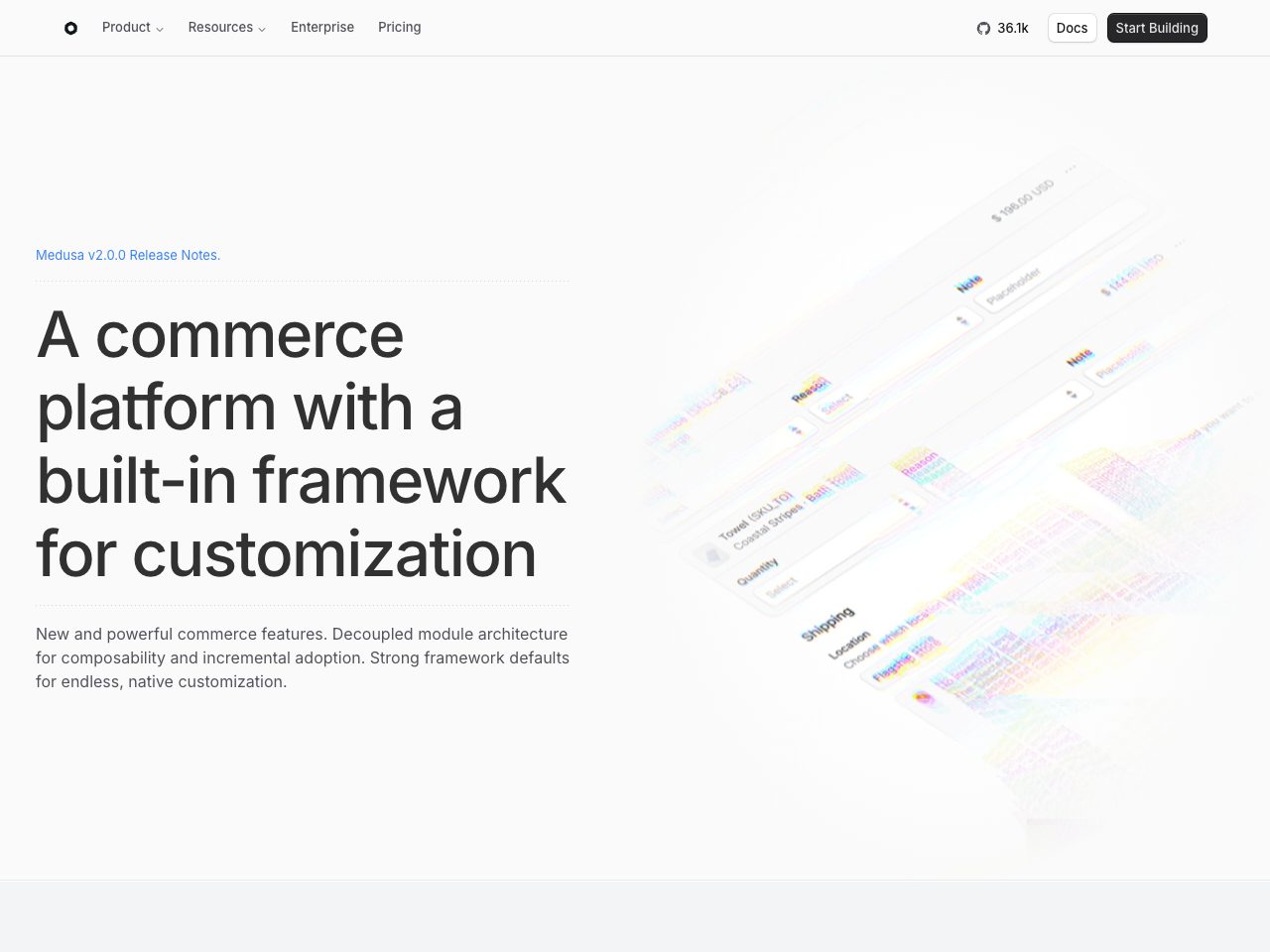 Homepage screenshot of Medusa