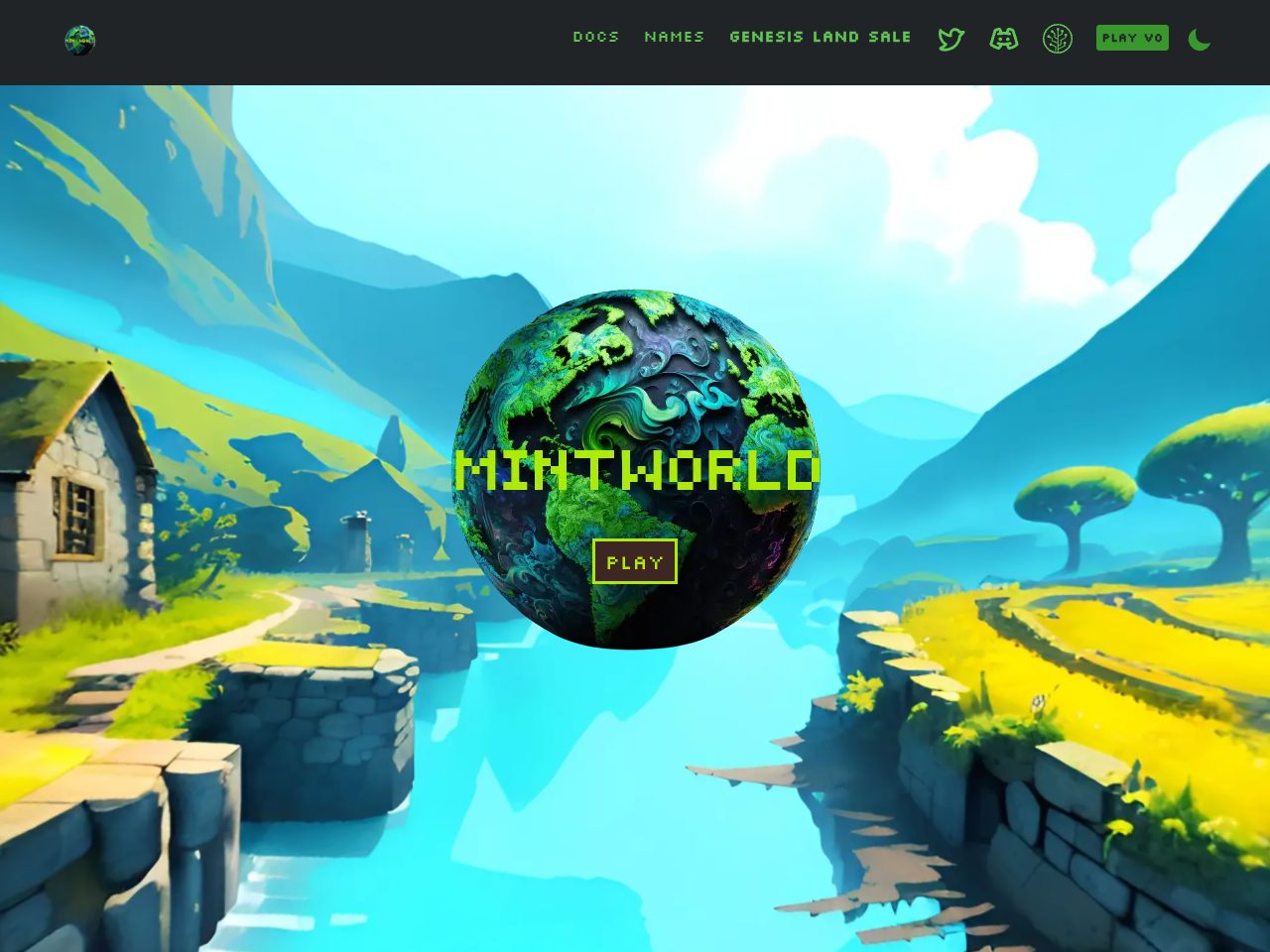Homepage screenshot of Mint World
