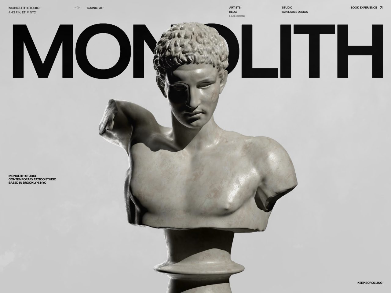 Homepage screenshot of Monolith Studio