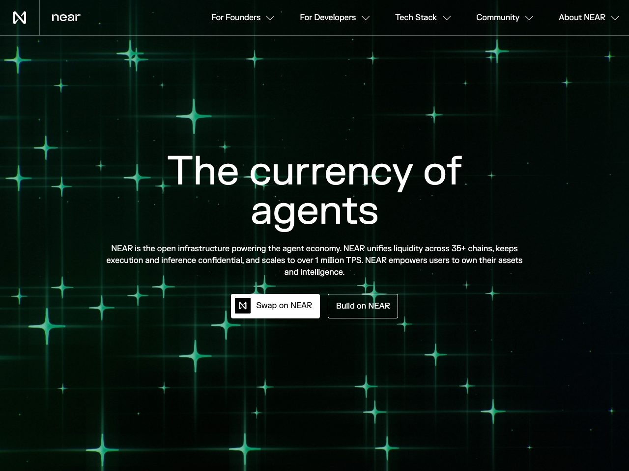 Homepage screenshot of NEAR