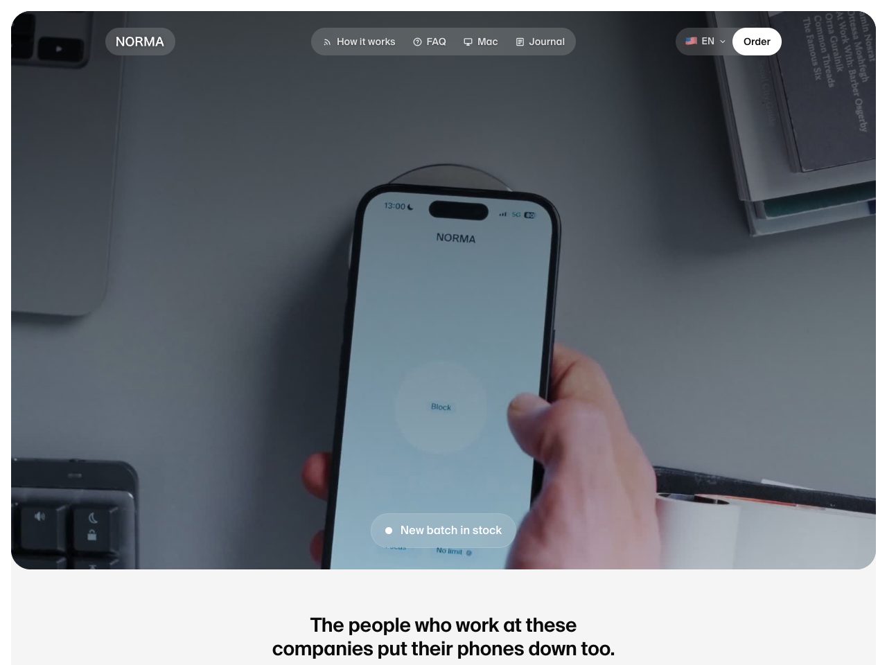 Homepage screenshot of Norma