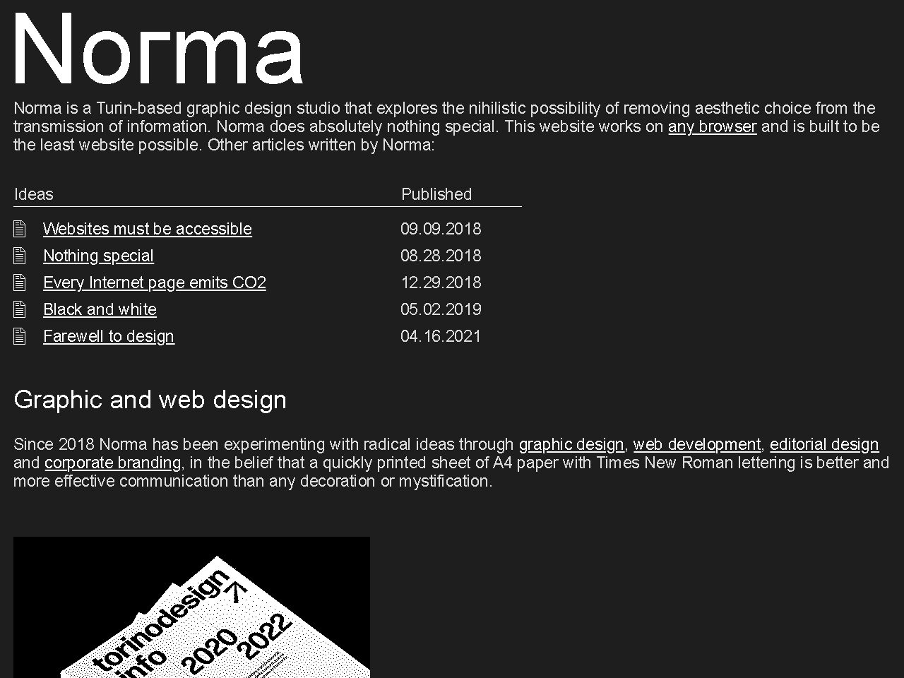 Homepage screenshot of Graphic Design Studio in Turin