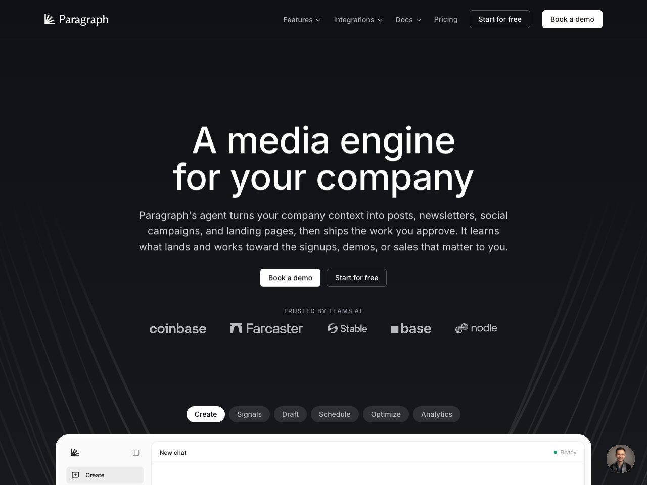 Homepage screenshot of Paragraph