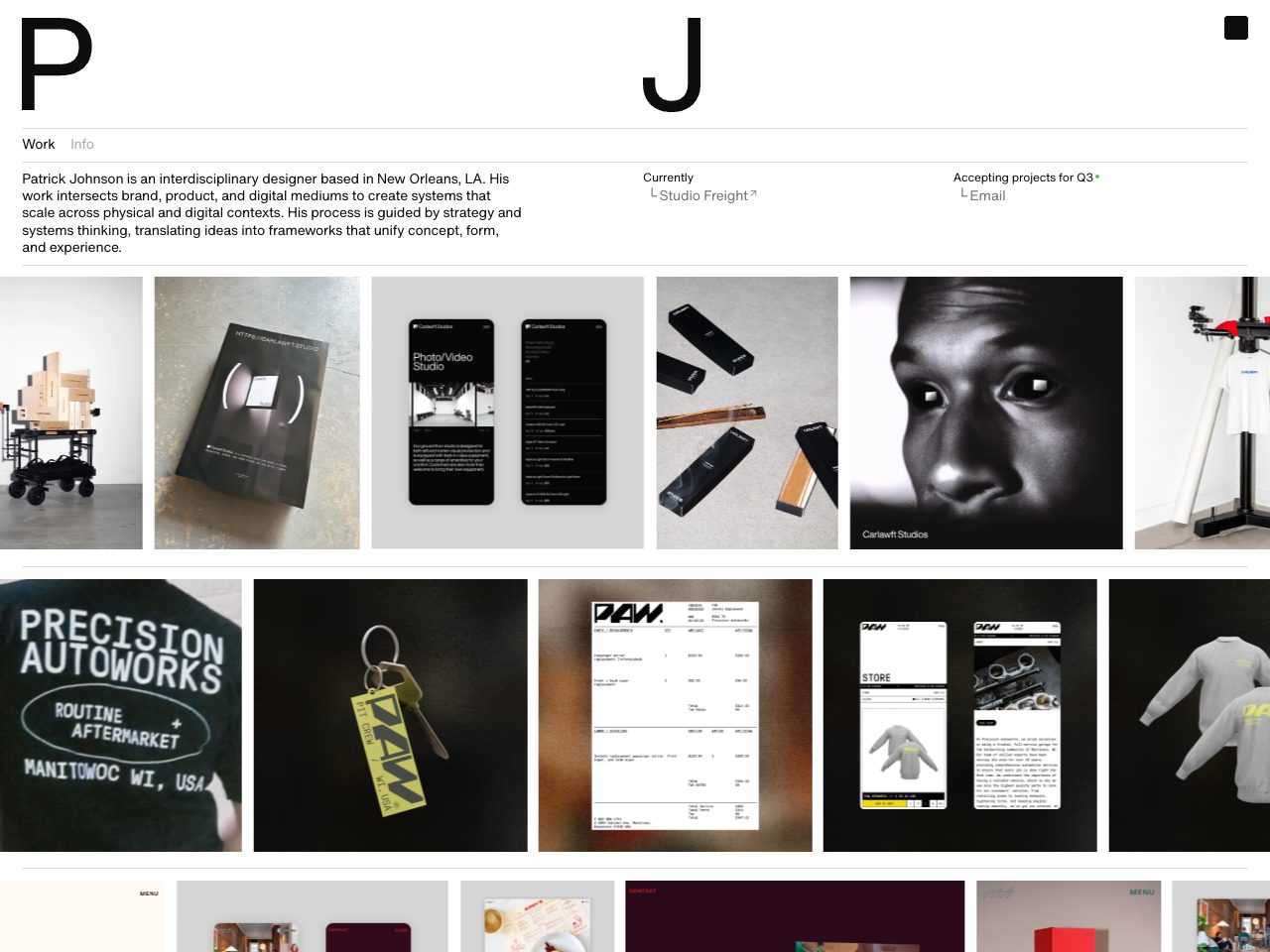 Homepage screenshot of Patrick Johnson