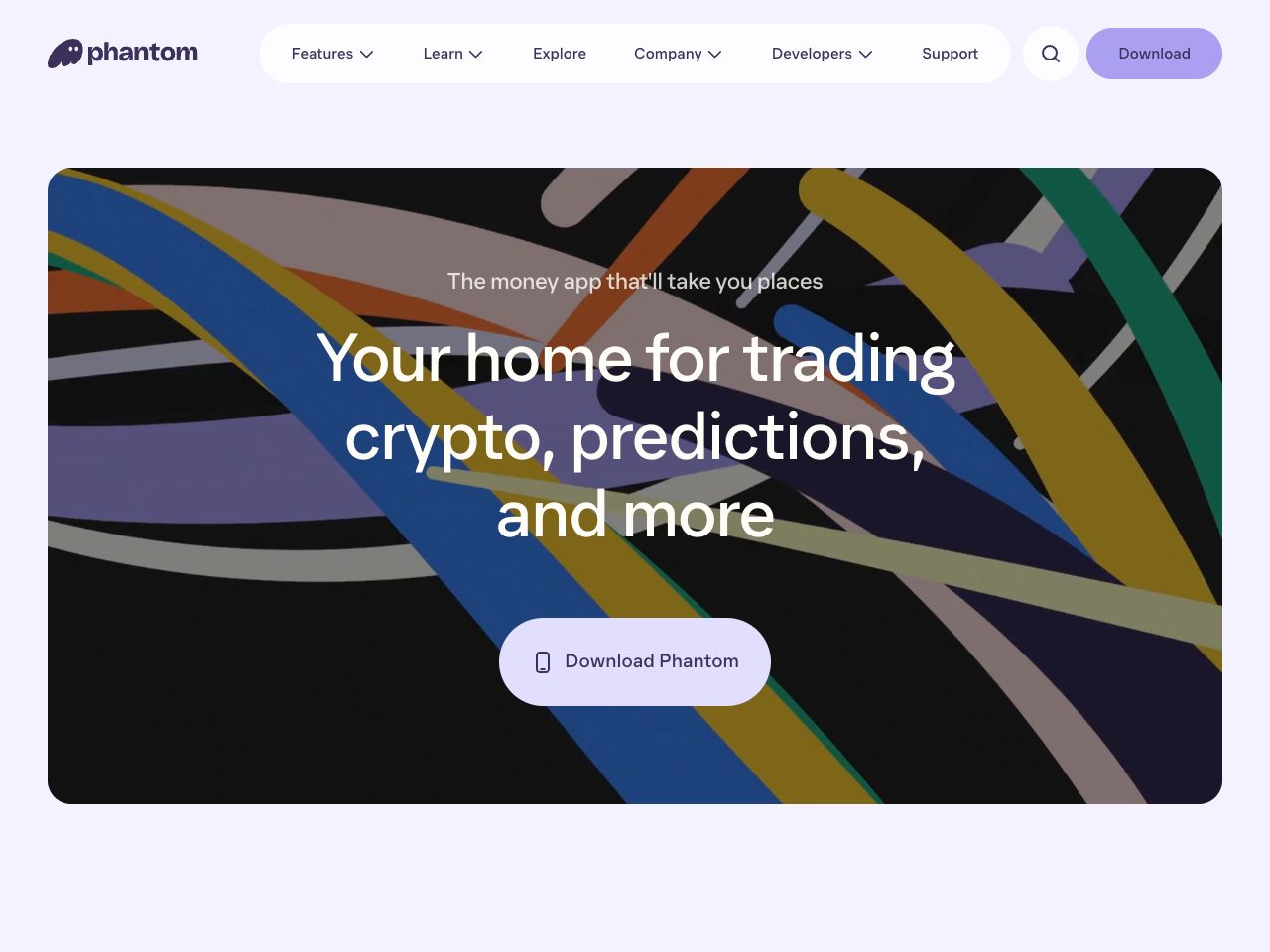 Homepage screenshot of Phantom