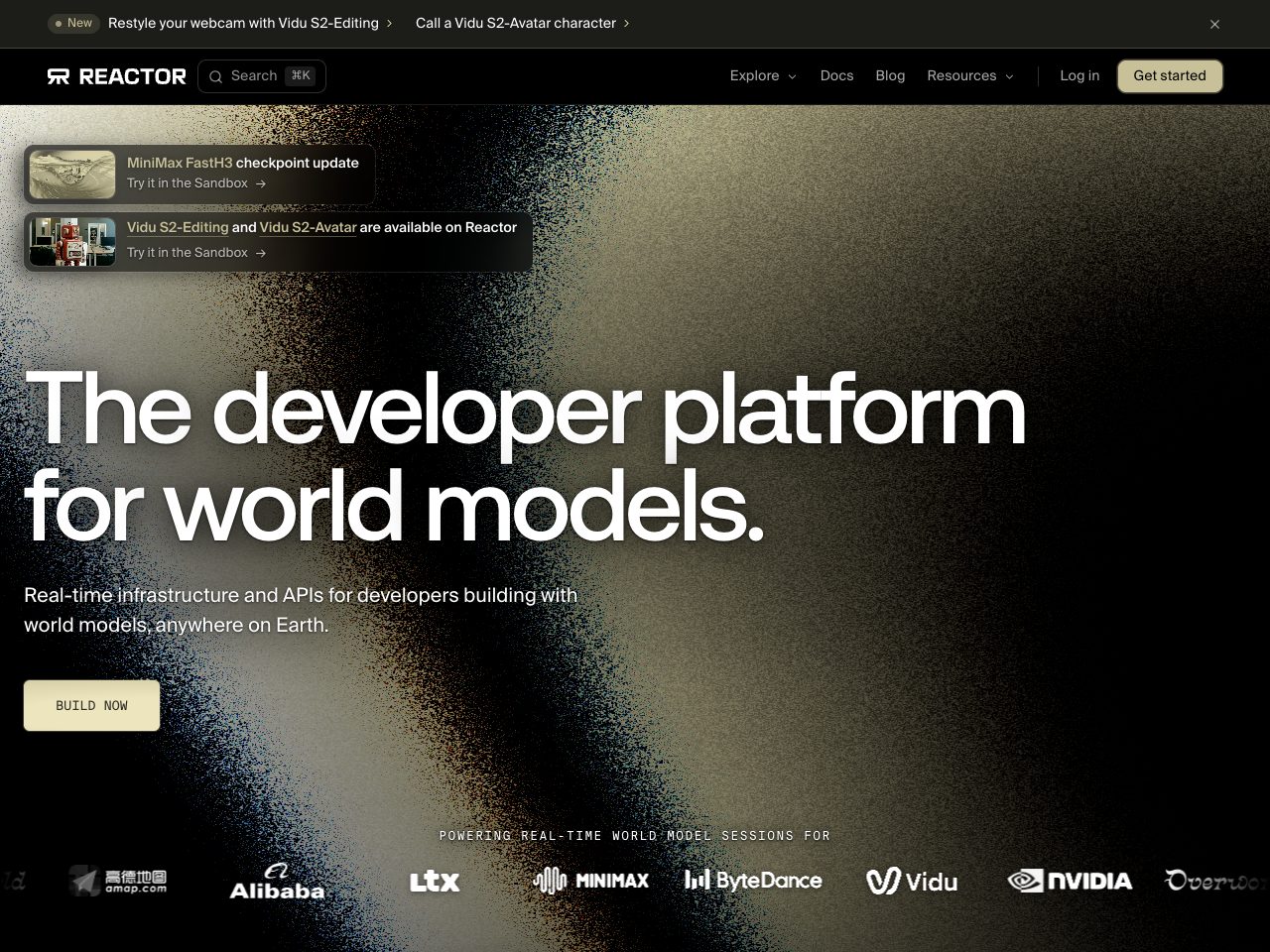Homepage screenshot of Reactor