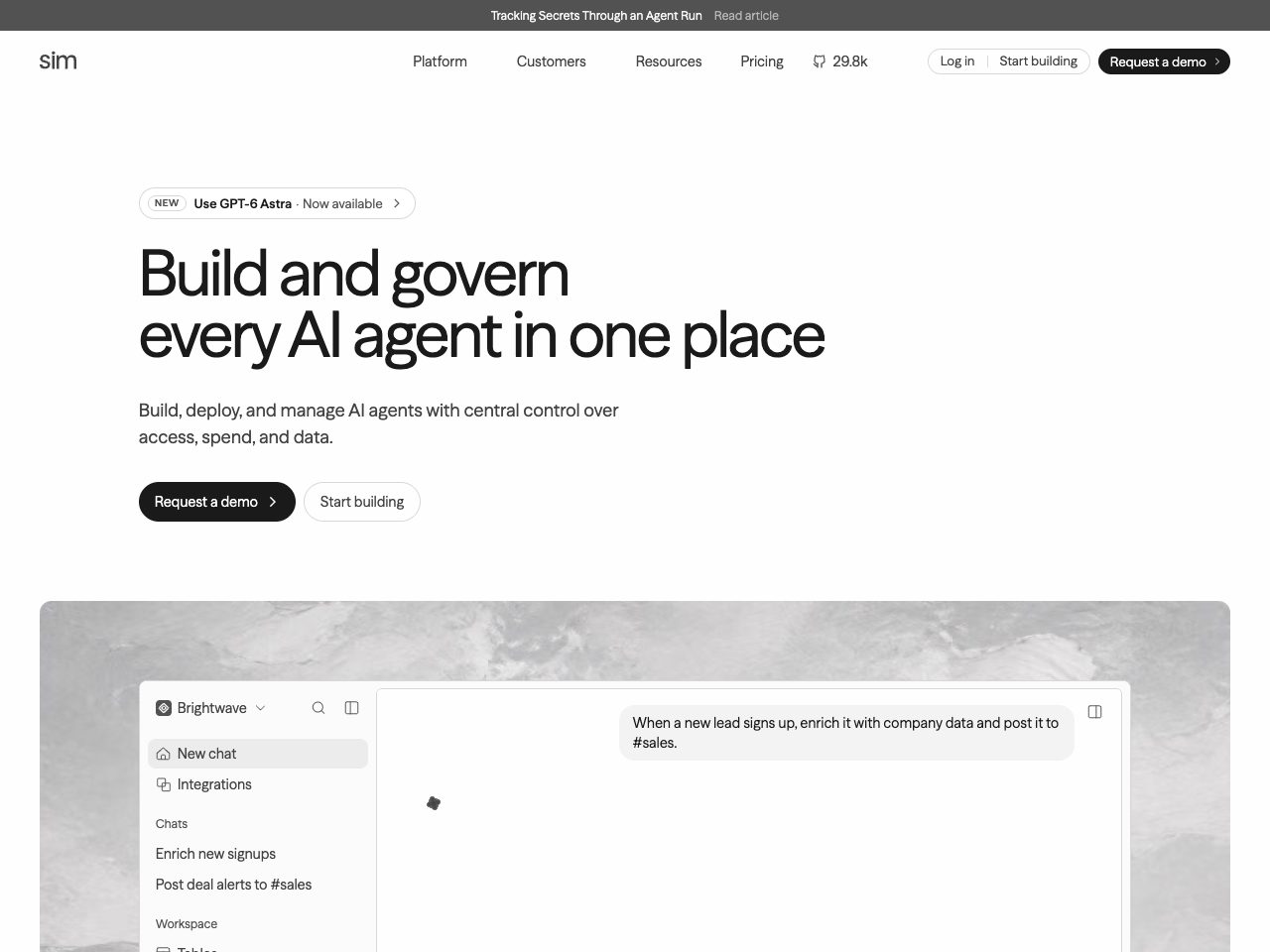 Homepage screenshot of Sim