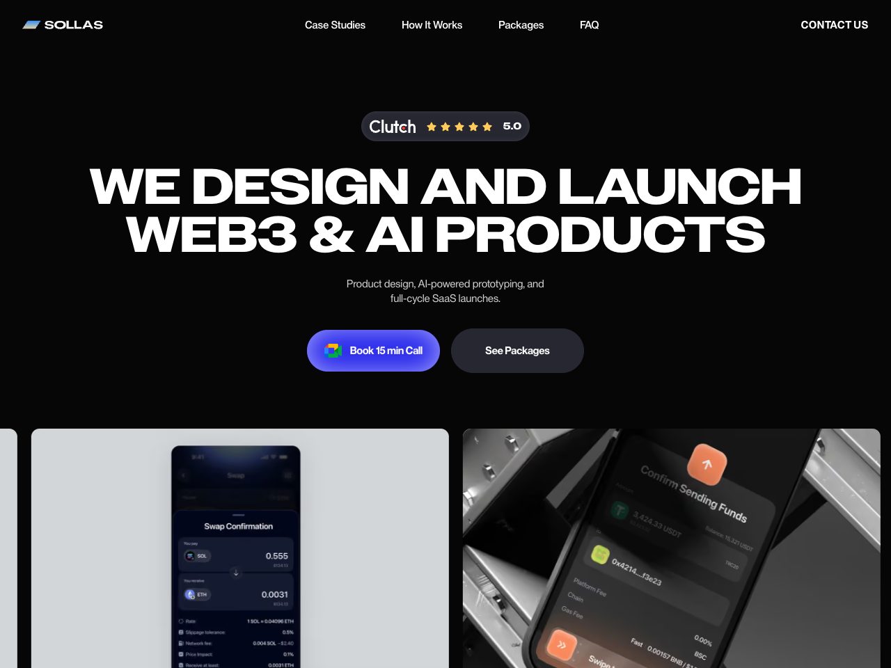 Homepage screenshot of Sollas