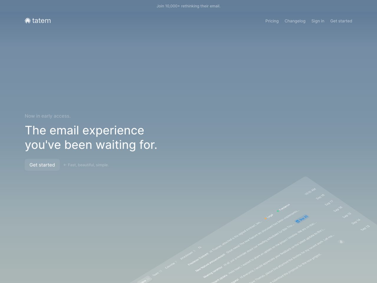 Homepage screenshot of Tatem