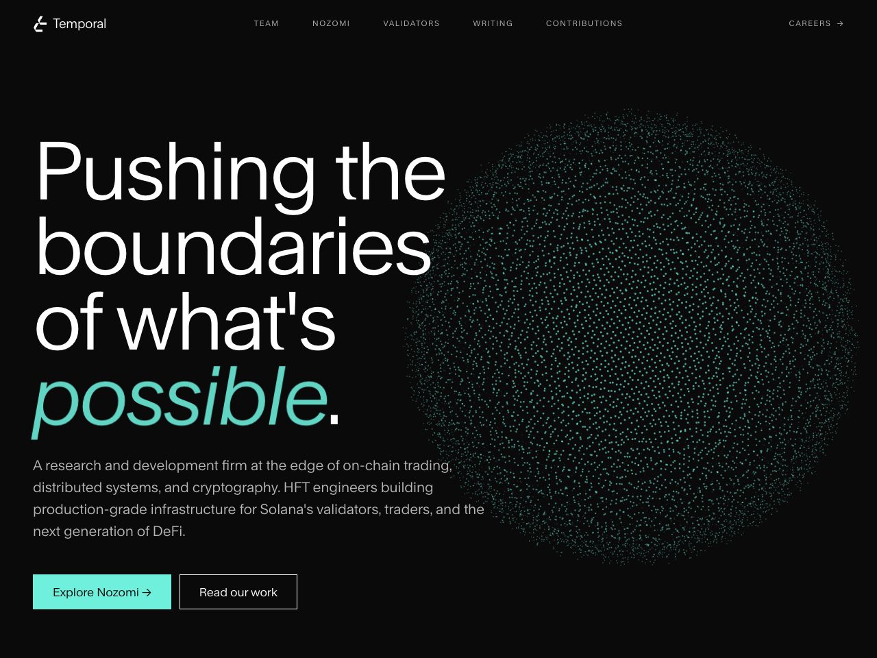Homepage screenshot of Temporal