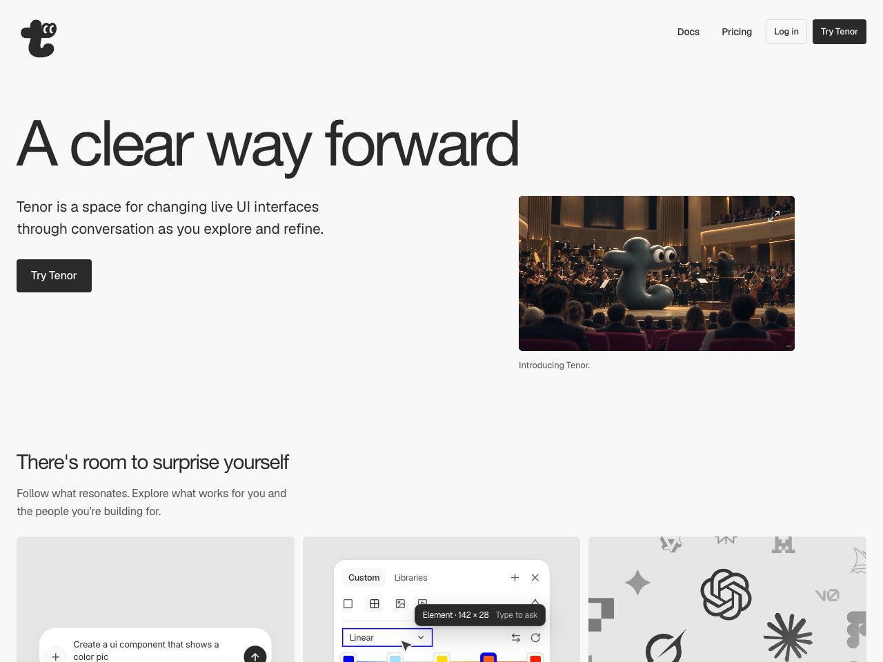 Homepage screenshot of Tenor