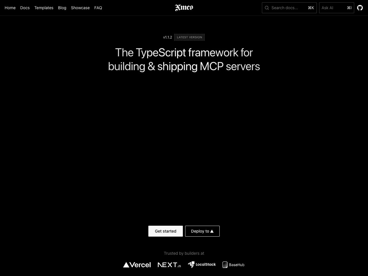 Homepage screenshot of xmcp